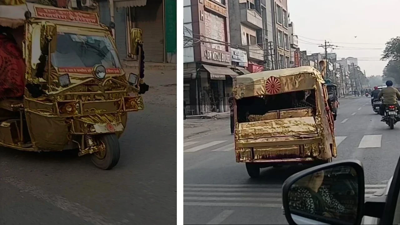 ਲੁਧਿਆਣਾ ਵਿੱਚ ਗੋਲਡਨ ਟੇਪਿੰਗ ਕੀਤੇ ਥਰੀ-ਵਹਿਲਰ ਨੇ ਕਾਨੂੰਨ ਦੀ ਉਡਾਈਆਂ ਧਜੀਆਂ , ਬਿਨਾਂ ਨੰਬਰ ਪਲੇਟ ਰਸਤੇ 'ਤੇ ਦੌੜਦਾ