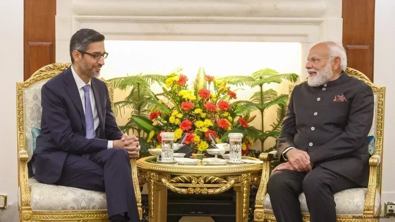 ਗੂਗਲ ਦੇ CEO ਸੁੰਦਰ ਪਿਚਾਈ ਨੇ PM ਮੋਦੀ ਨਾਲ ਕੀਤੀ ਮੁਲਾਕਾਤ,  AI Impact Summit 'ਚ ਦੇਣਗੇ ਭਾਸ਼ਣ