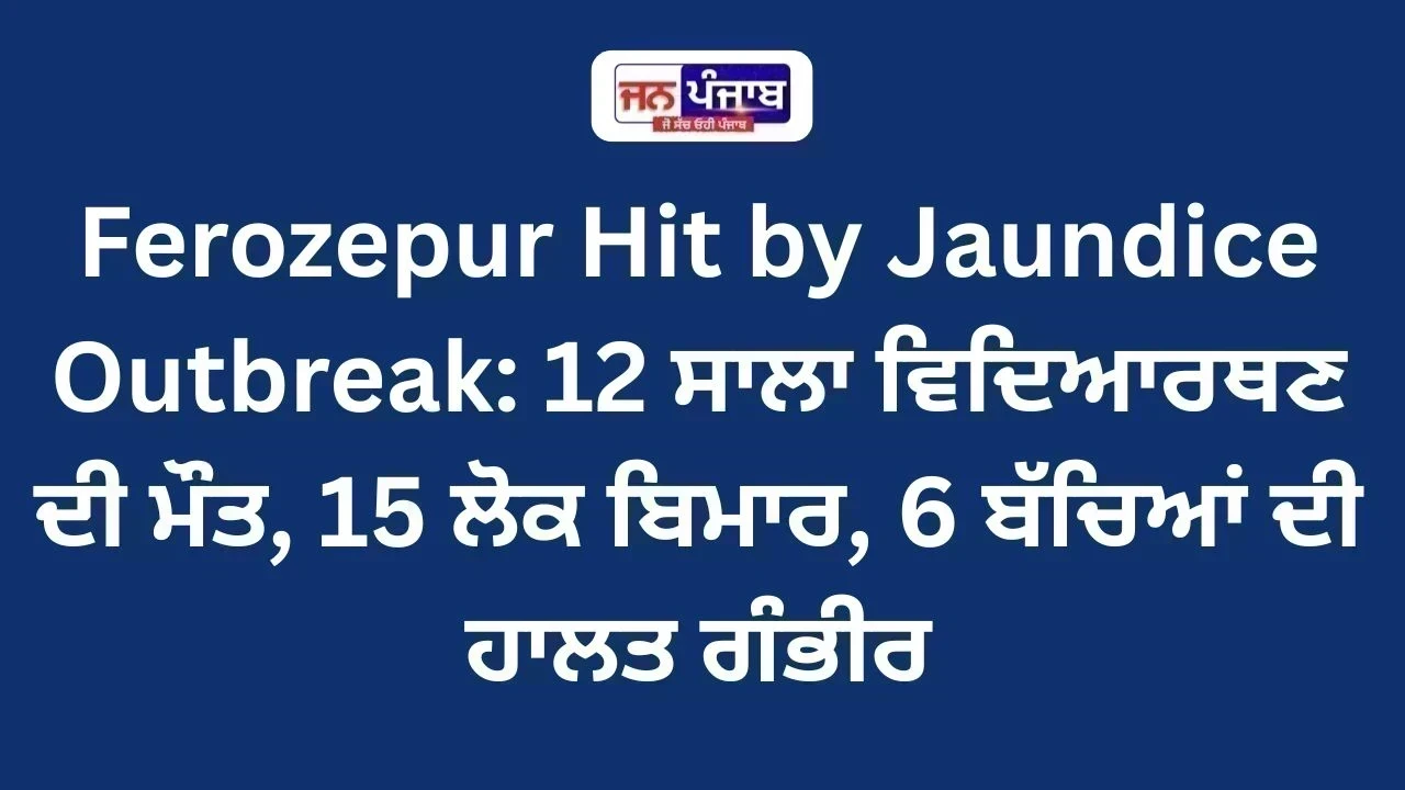Ferozepur Hit by Jaundice Outbreak: 12 ਸਾਲਾ ਵਿਦਿਆਰਥਣ ਦੀ ਮੌਤ, 15 ਲੋਕ ਬਿਮਾਰ, 6 ਬੱਚਿਆਂ ਦੀ ਹਾਲਤ ਗੰਭੀਰ