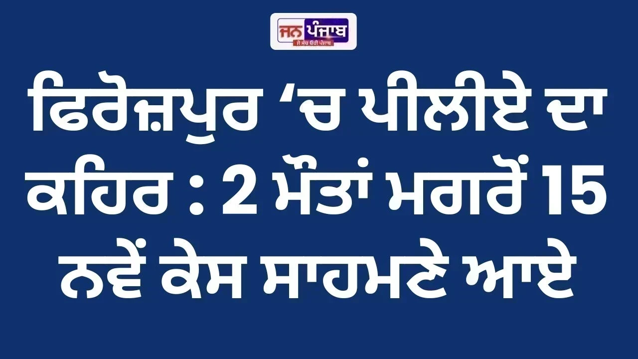 ਫਿਰੋਜ਼ਪੁਰ ‘ਚ ਪੀਲੀਏ ਦਾ ਕਹਿਰ : 2 ਮੌਤਾਂ ਮਗਰੋਂ 15 ਨਵੇਂ ਕੇਸ ਸਾਹਮਣੇ ਆਏ
