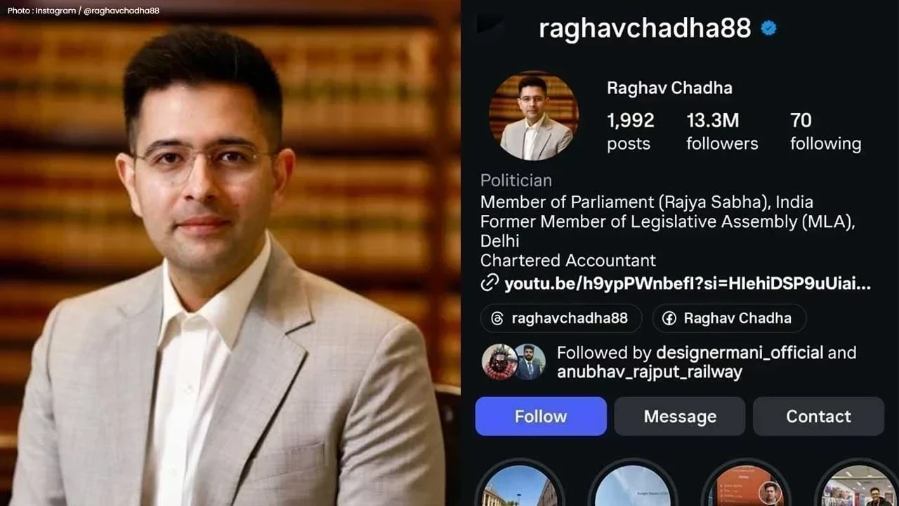 Raghav Chadha joins BJP : ਆਮ ਆਦਮੀ ਪਾਰਟੀ ਛੱਡਣ ਤੋਂ ਬਾਅਦ ਵੱਡਾ ਝਟਕਾ, Instagram ‘ਤੇ 1 ਮਿਲੀਅਨ ਫਾਲੋਅਰ ਘਟੇ