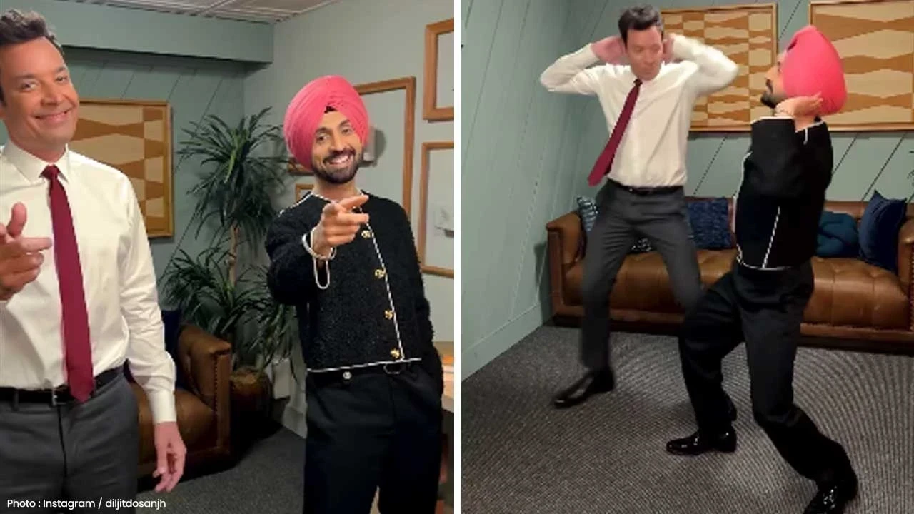Diljit Dosanjh Jimmy Fallon Bhangra: ਦਿਲਜੀਤ ਦੋਸਾਂਝ ਨੇ ‘The Tonight Show’ ‘ਚ ਜਿੰਮੀ ਫੈਲਨ ਨੂੰ ਸਿਖਾਇਆ ਭੰਗੜਾ