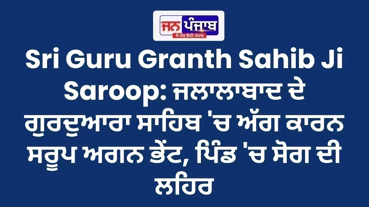 Sri Guru Granth Sahib Ji Saroop: ਜਲਾਲਾਬਾਦ ਦੇ ਗੁਰਦੁਆਰਾ ਸਾਹਿਬ 'ਚ ਅੱਗ ਕਾਰਨ ਇੱਕ ਸਰੂਪ ਅਗਨ ਭੇਂਟ, ਪਿੰਡ 'ਚ ਸੋਗ ਦੀ ਲਹਿਰ