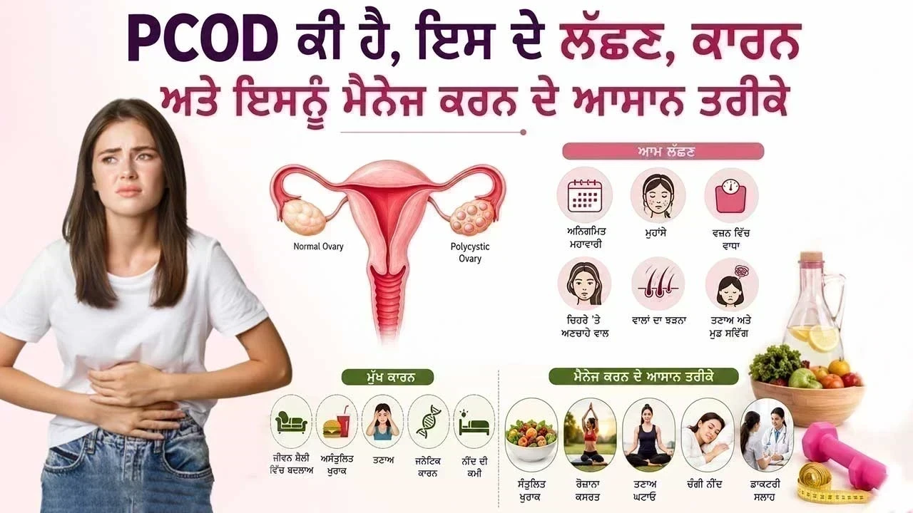 PCOD ਕੀ ਹੈ, ਇਸ ਦੇ ਲੱਛਣ, ਕਾਰਨ ਅਤੇ ਇਸਨੂੰ ਮੈਨੇਜ ਕਰਨ ਦੇ ਆਸਾਨ ਤਰੀਕੇ — ਪੂਰੀ ਜਾਣਕਾਰੀ