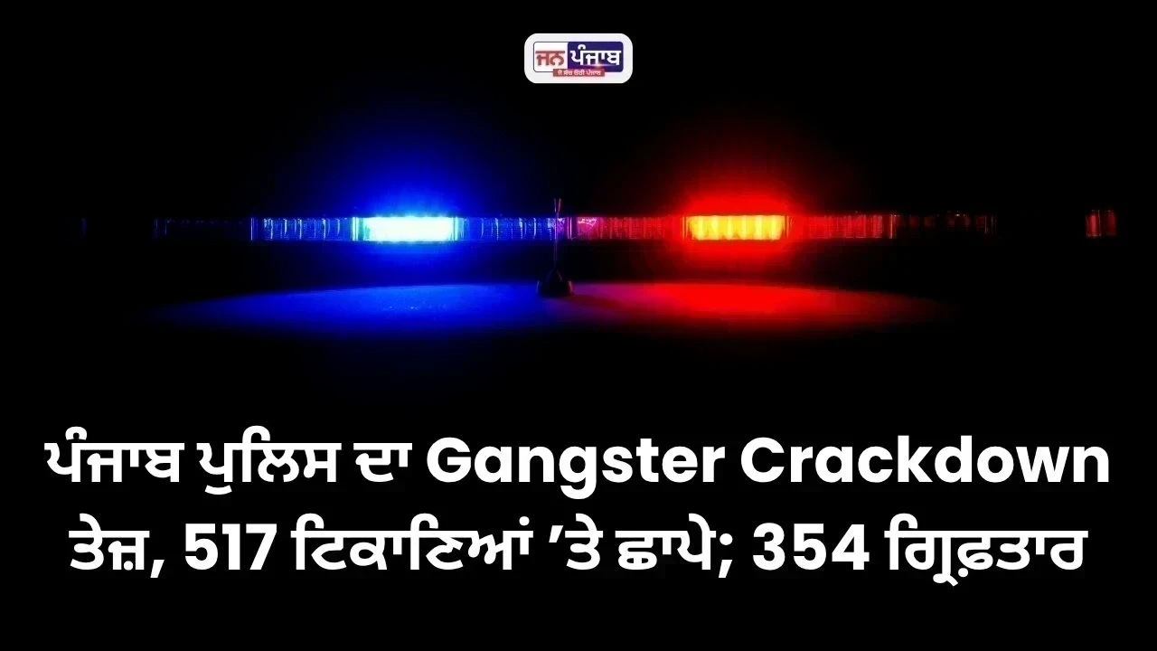 ਪੰਜਾਬ ਪੁਲਿਸ ਦਾ Gangster Crackdown ਤੇਜ਼, 517 ਟਿਕਾਣਿਆਂ ’ਤੇ ਛਾਪੇ; 354 ਗ੍ਰਿਫ਼ਤਾਰ